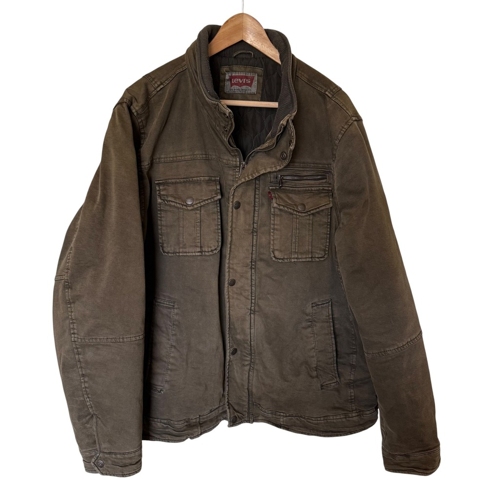 Levis Field Jacket Mens XL Olive Brown Fair Condition Distressed Utility Coat